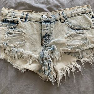 One Teaspoon Acid Wash “Trash Whores” Shorts